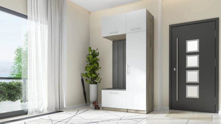 SZAFA DO PRZEDPOKOJU GARDEROBA NA KORYTARZ LILO 120 V BIAŁA / CRAFT SZARY