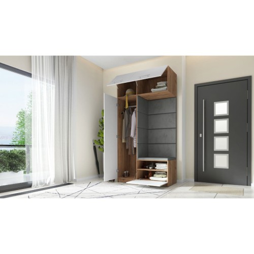 SZAFA DO PRZEDPOKOJU GARDEROBA NA KORYTARZ LILO 120 IV BIAŁA / CRAFT ZŁOTY