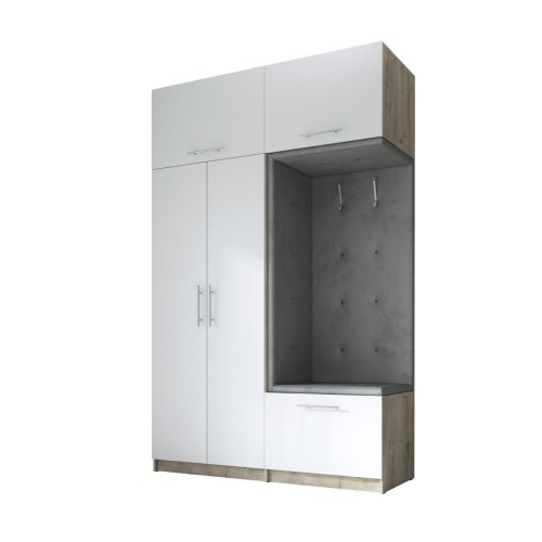 SZAFA DO PRZEDPOKOJU GARDEROBA NA KORYTARZ LILO 150 III BIAŁY / CRAFT SZARY