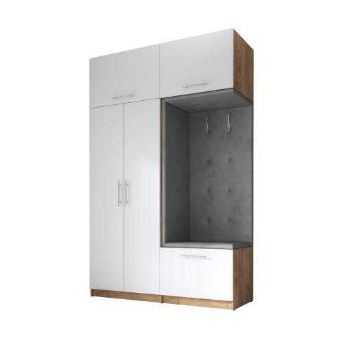 SZAFA DO PRZEDPOKOJU GARDEROBA NA KORYTARZ LILO 150 III BIAŁY / CRAFT ZŁOTY