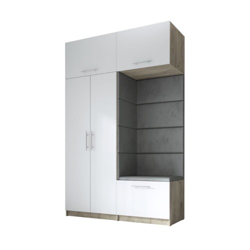 SZAFA DO PRZEDPOKOJU GARDEROBA NA KORYTARZ LILO 150 IV BIAŁA / CRAFT SZARY