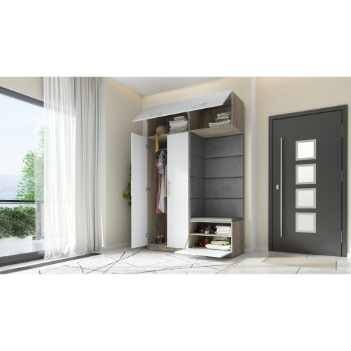 SZAFA DO PRZEDPOKOJU GARDEROBA NA KORYTARZ LILO 150 IV BIAŁA / CRAFT SZARY