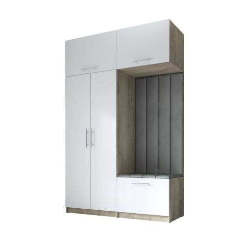 SZAFA DO PRZEDPOKOJU GARDEROBA NA KORYTARZ LILO 150 V BIAŁY / CRAFT SZARY