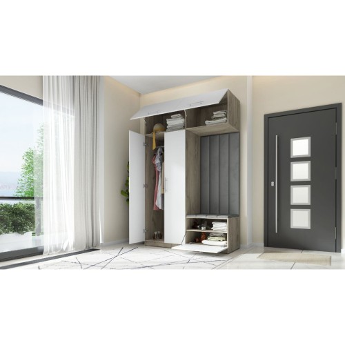 SZAFA DO PRZEDPOKOJU GARDEROBA NA KORYTARZ LILO 150 V BIAŁY / CRAFT SZARY