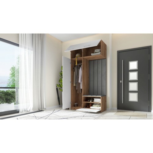 SZAFA DO PRZEDPOKOJU GARDEROBA NA KORYTARZ LILO 120 V BIAŁA / CRAFT ZŁOTY