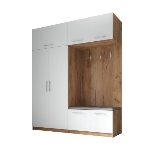 SZAFA DO PRZEDPOKOJU GARDEROBA NA KORYTARZ LILO II 180 CM BIAŁA/ZŁOTA