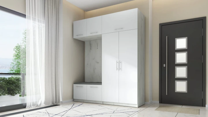 SZAFA DO PRZEDPOKOJU GARDEROBA NA KORYTARZ LILO II 180 CM BIAŁA/ZŁOTA