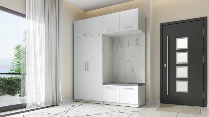 SZAFA DO PRZEDPOKOJU GARDEROBA NA KORYTARZ LILO II 180 CM BIAŁA/ZŁOTA