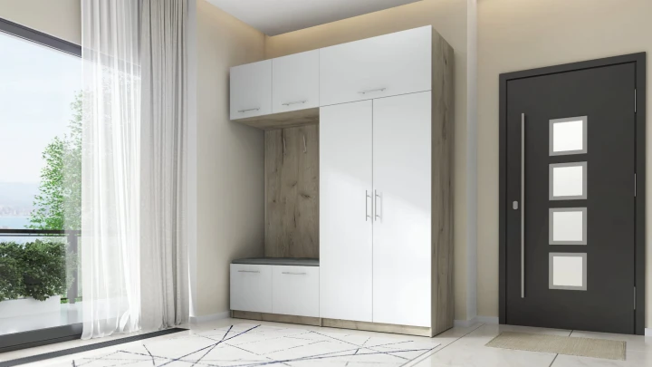 SZAFA DO PRZEDPOKOJU GARDEROBA NA KORYTARZ LILO II 180 CM BIAŁA/ZŁOTA