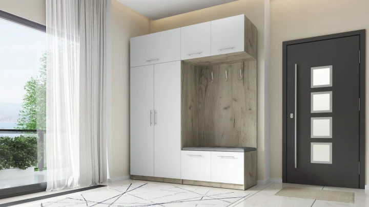 SZAFA DO PRZEDPOKOJU GARDEROBA NA KORYTARZ LILO II 180 CM BIAŁA/ZŁOTA