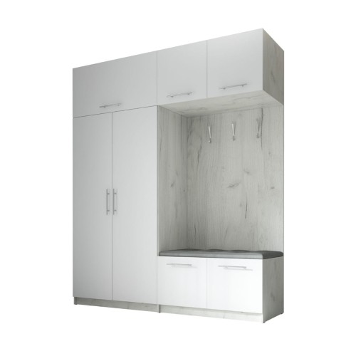 SZAFA DO PRZEDPOKOJU GARDEROBA NA KORYTARZ LILO II 180 CM BIAŁA/BIAŁA