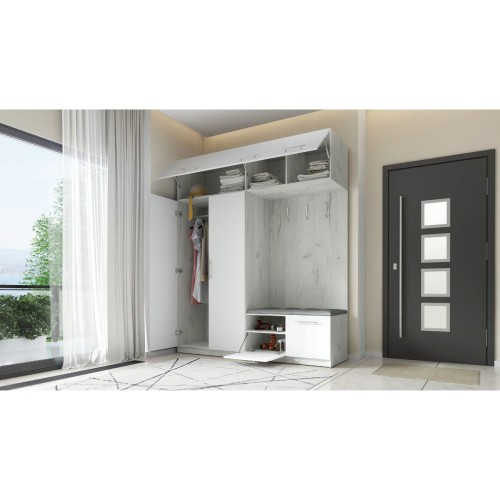 SZAFA DO PRZEDPOKOJU GARDEROBA NA KORYTARZ LILO II 200 CM BIAŁA/BIAŁA