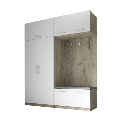 SZAFA DO PRZEDPOKOJU GARDEROBA NA KORYTARZ LILO II 200 CM BIAŁA/SZARA