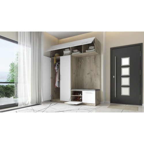 SZAFA DO PRZEDPOKOJU GARDEROBA NA KORYTARZ LILO II 200 CM BIAŁA/SZARA