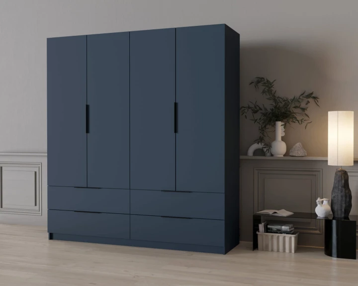 SZAFA GARDEROBA BLUE ŁAMANE DRZWI 4 SZUFLADY