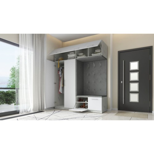 SZAFA GARDEROBA DO PRZEDPOKOJU WIESZAKI PÓŁKI LILO 200 CM CRAFT BIAŁY