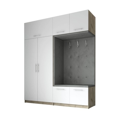 SZAFA GARDEROBA DO PRZEDPOKOJU WIESZAKI PÓŁKI LILO 200 CM CRAFT SZARY