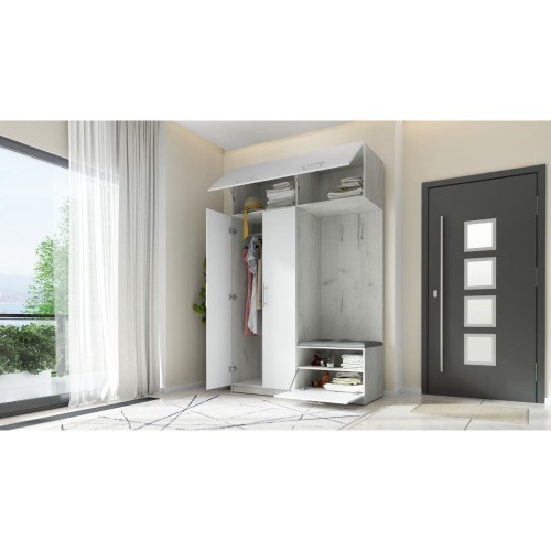 SZAFA NA UBRANIA DO PRZEDPOKOJU GARDEROBA NA KORYTARZ LILO 150 II BIAŁA