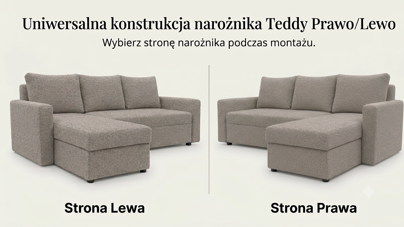 Infografika obrazująca możliwość wyboru strony w narożniku rozkładanym do salonu Flash