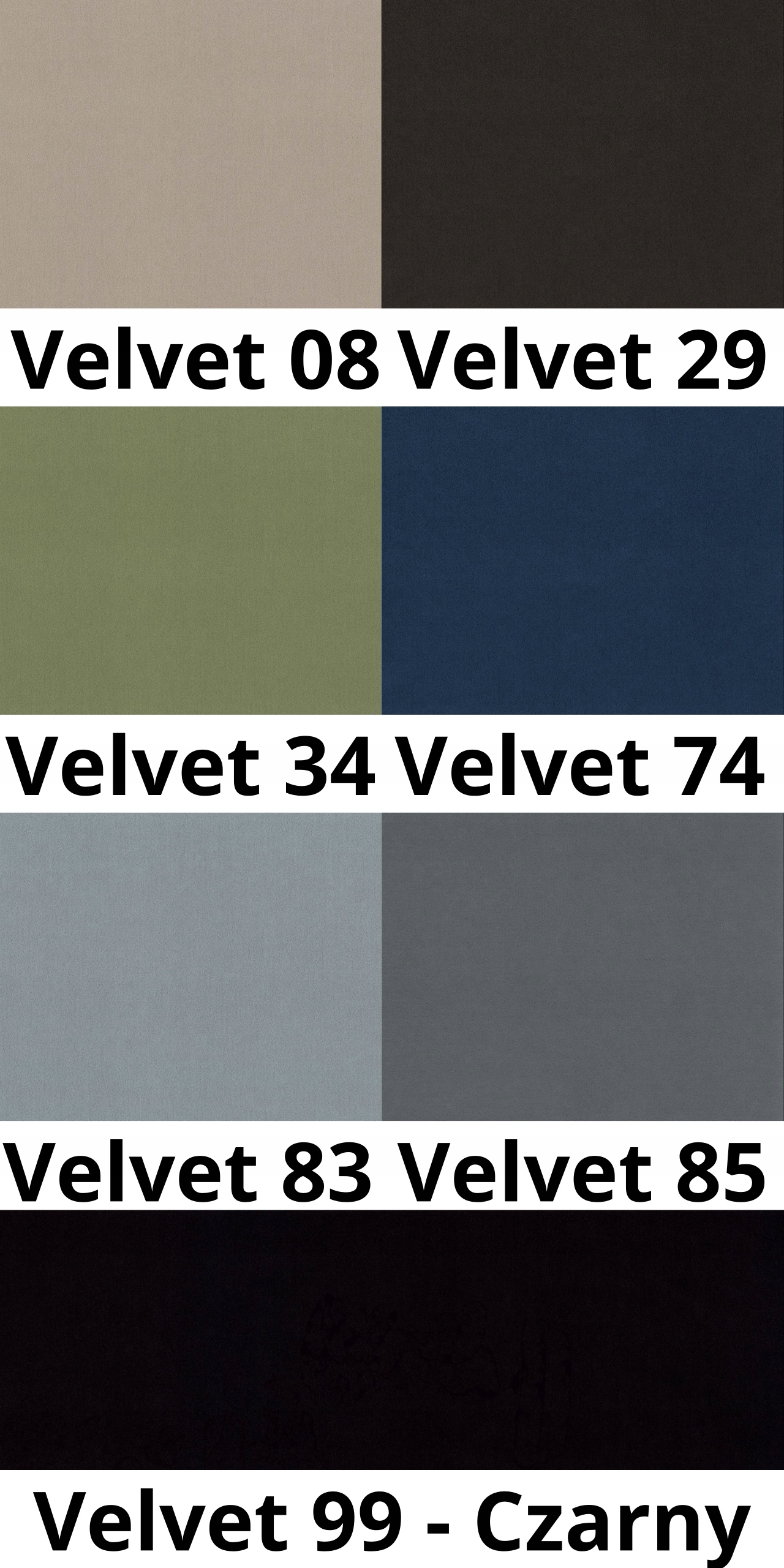 Zdjęcie przedstawiające próbnik dostępnych kolorów tkaniny Matt Velvet